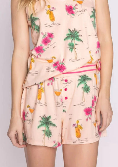 PJ Salvage Playful Prints Drinks Shorts - Pink Dream
