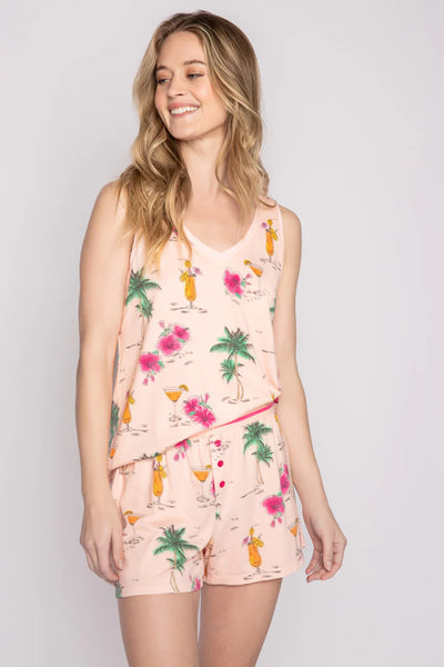 PJ Salvage Playful Prints Drinks Tank - Pink Dream