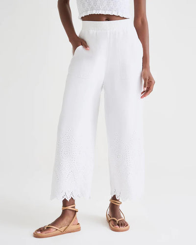 Splendid Eyelet Cropped Pants - White