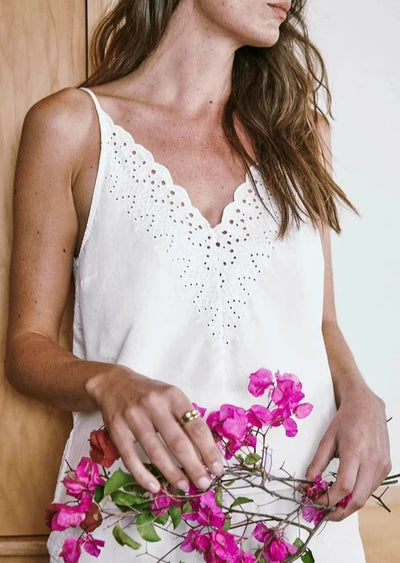 Splendid Eyelet Tank - White