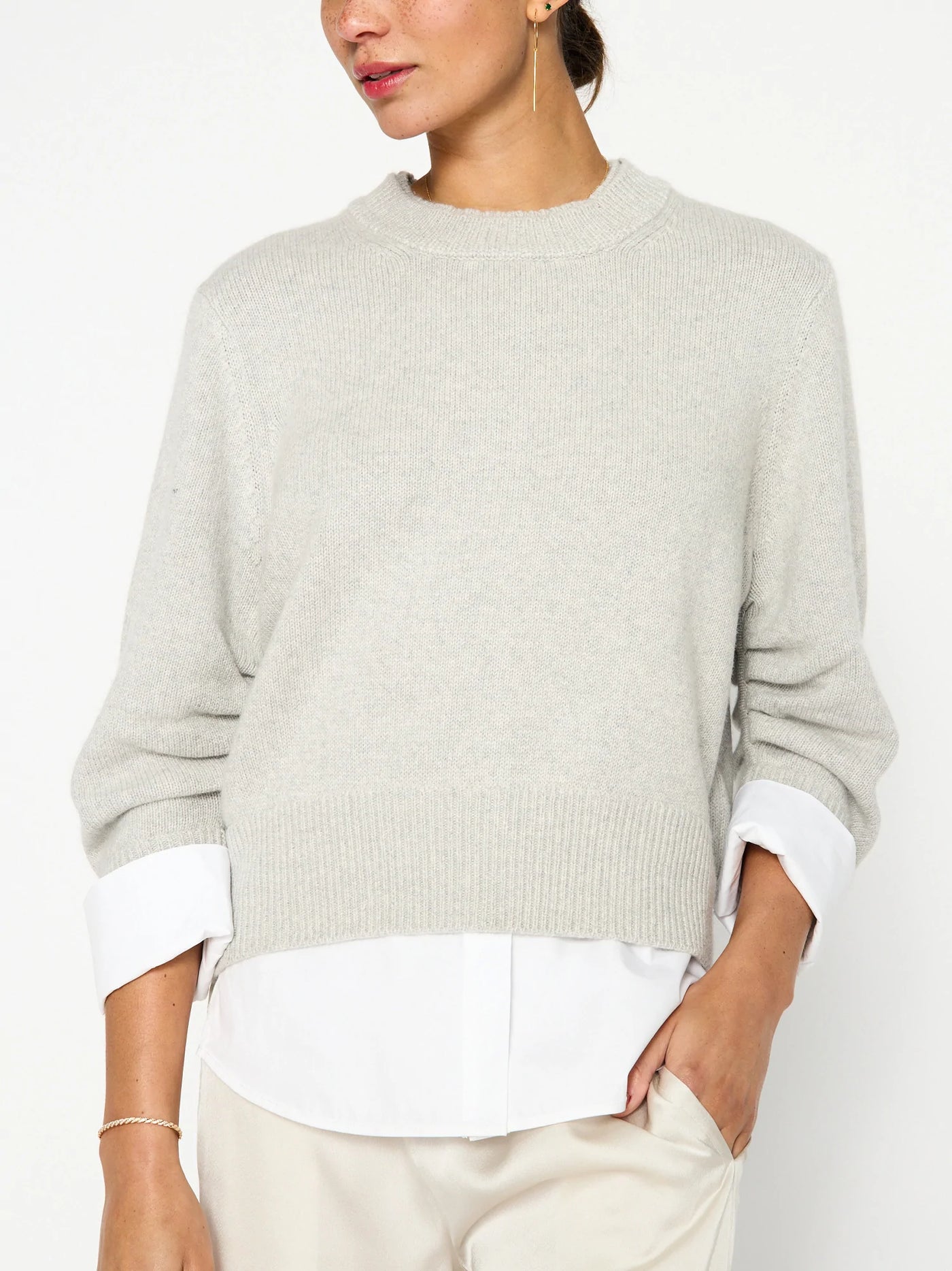 Brochu Walker Raya Ruched Crew Looker Top - Grey