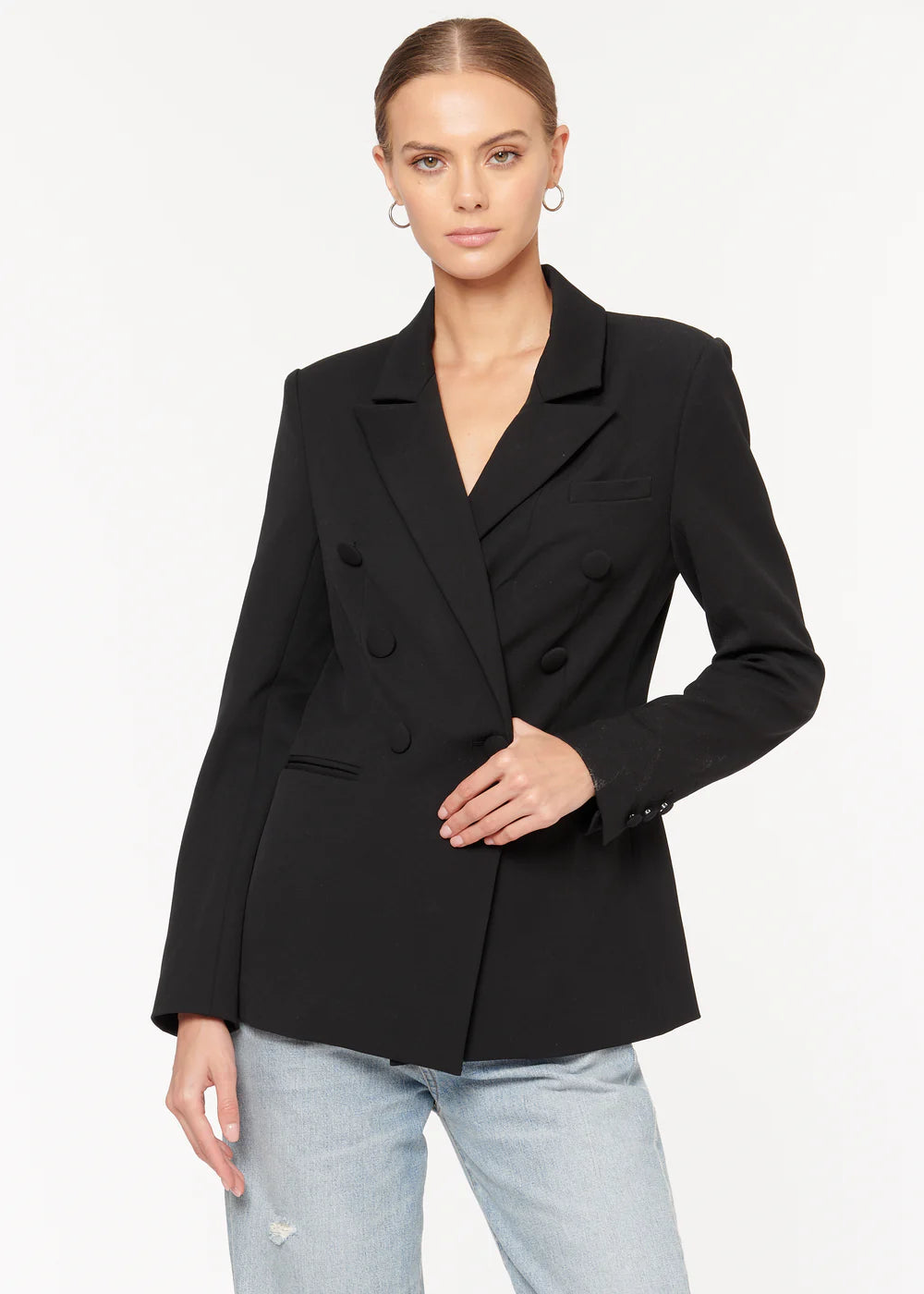 CAMI Yoon Double Breasted Blazer w/ Heart Shaped Cut Out - Black