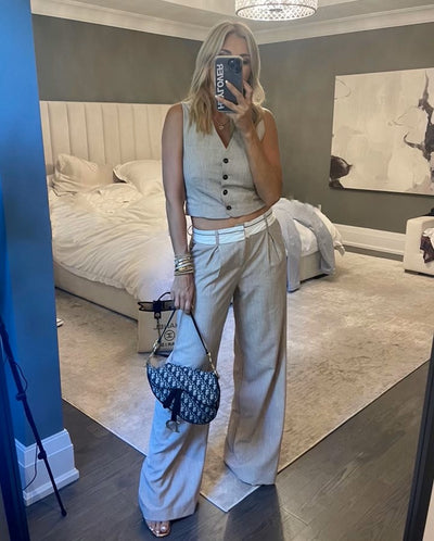 The Pink Door Buckle Back Vest - Taupe