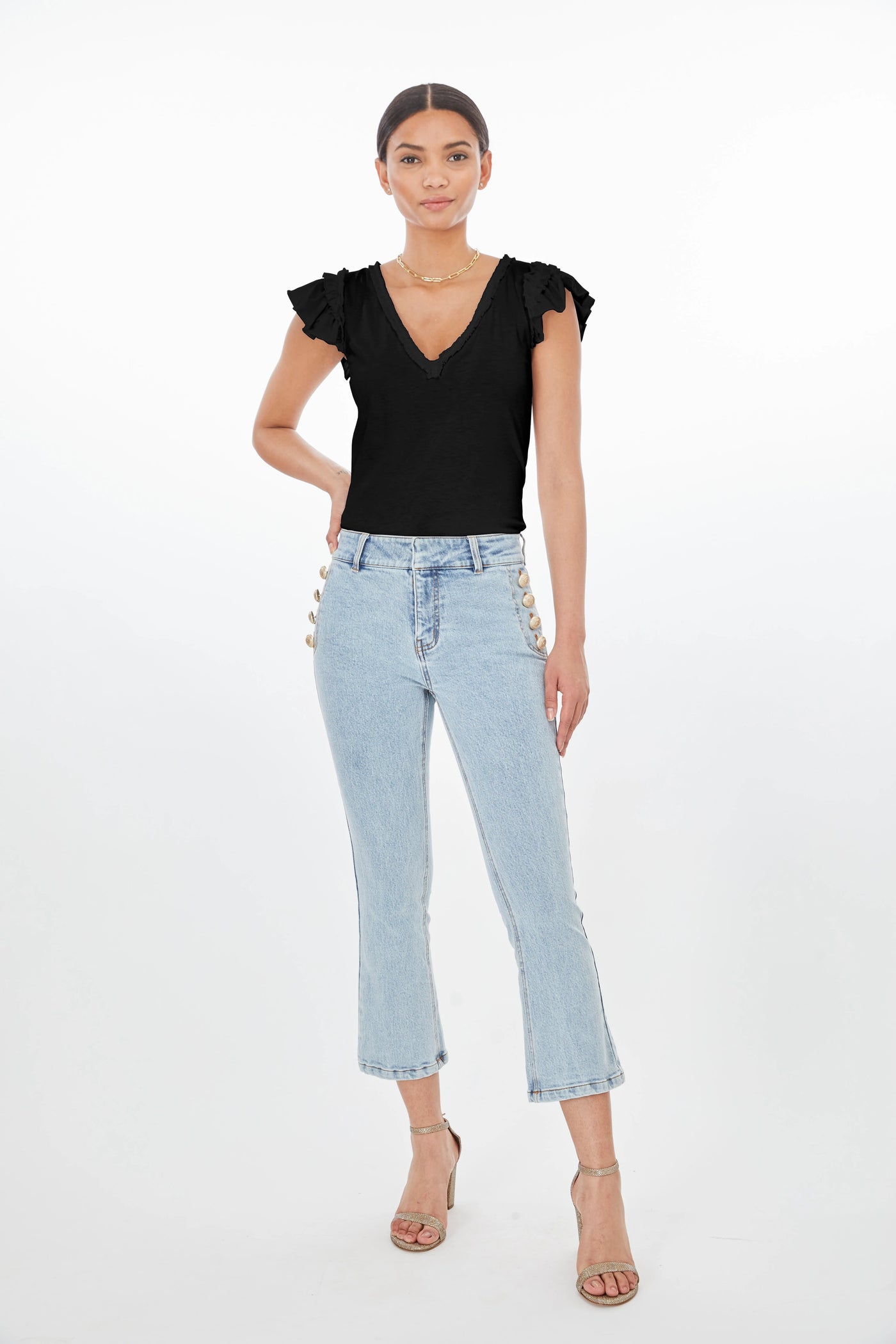 Generation Love Suzi Ruffle Top Black