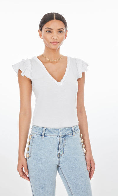 Generation Love Suzi Ruffle Top White