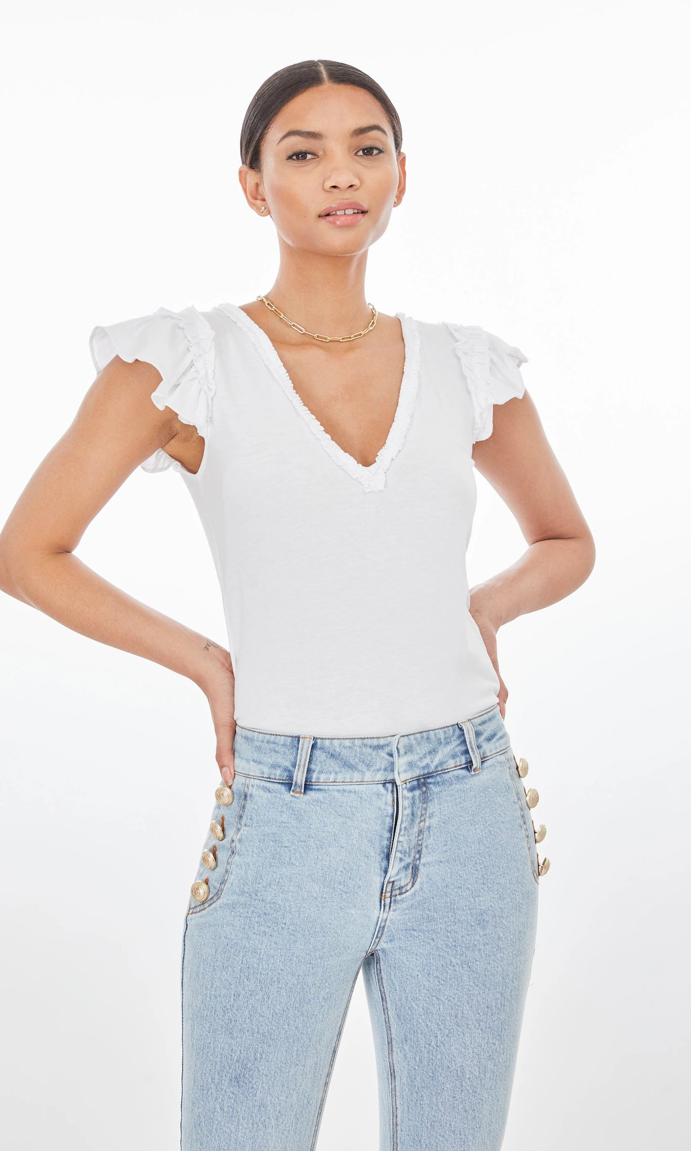 Generation Love Suzi Ruffle Top White