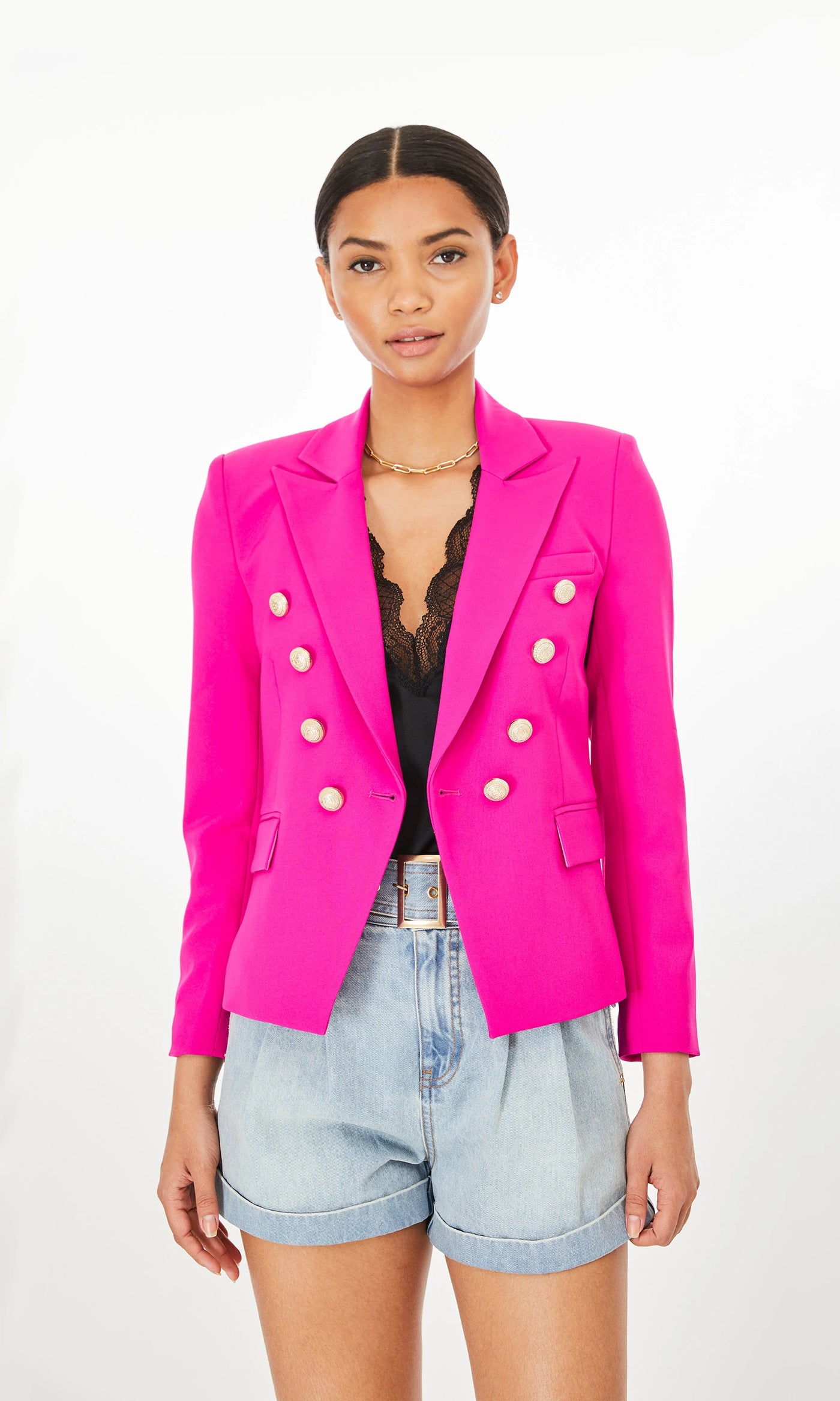 Generation Love Delilah Crepe Blazer Hot Pink
