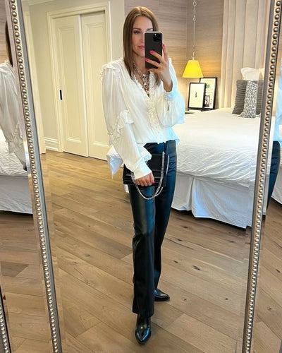 Generation Love Elena Off White Ruffle Silk Blouse