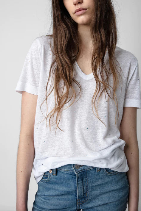 Zadig & Voltaire Wassa Ao Dots Strass Tee - White