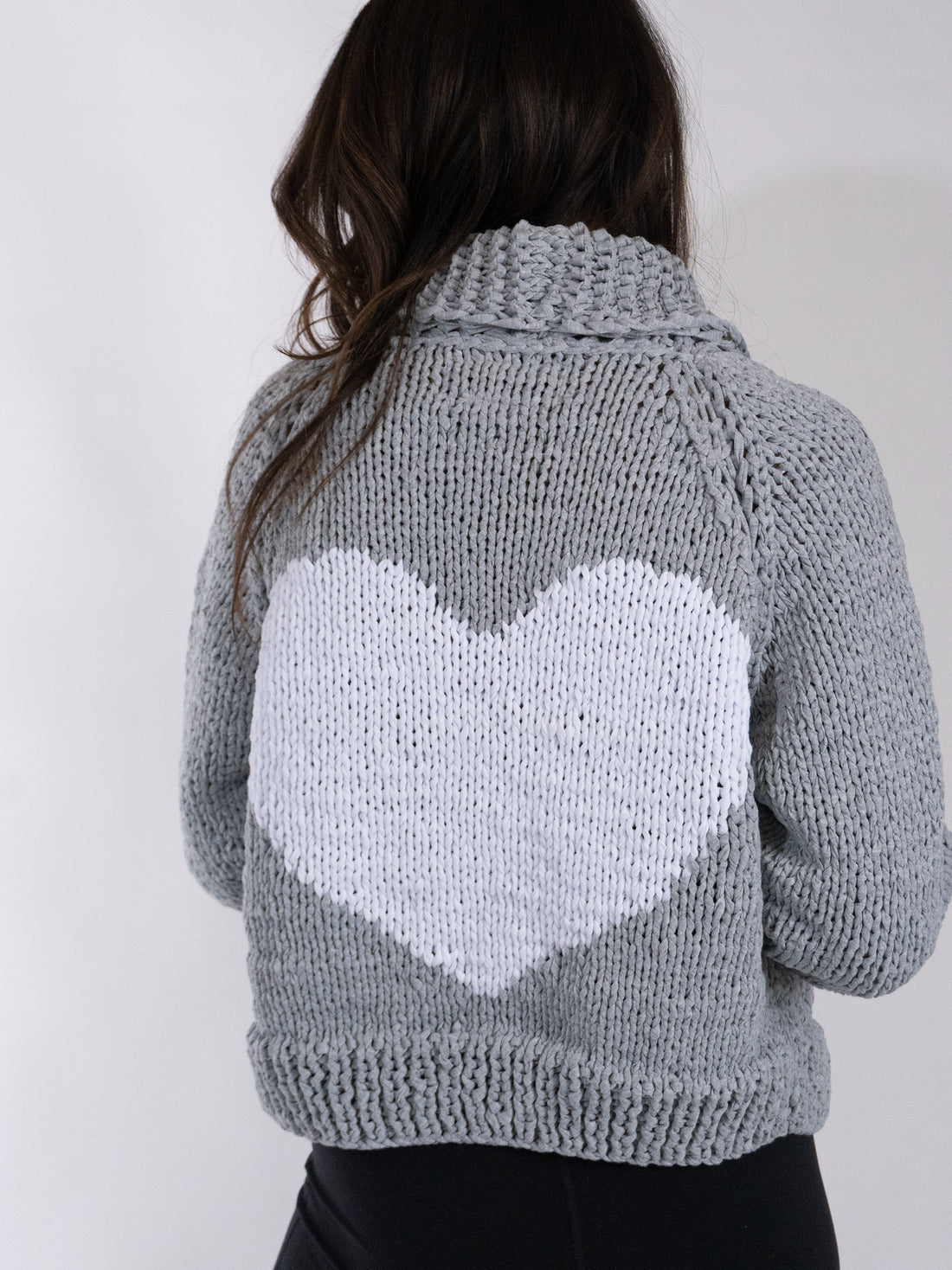 GOGO Classic Short Heart Jersey Cardi - Grey/White