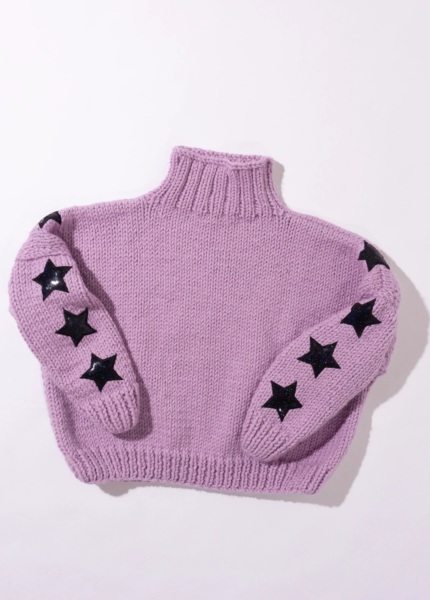 GOGO Wool Turtleneck Sweater w/ Heart Patch - Pink/Black