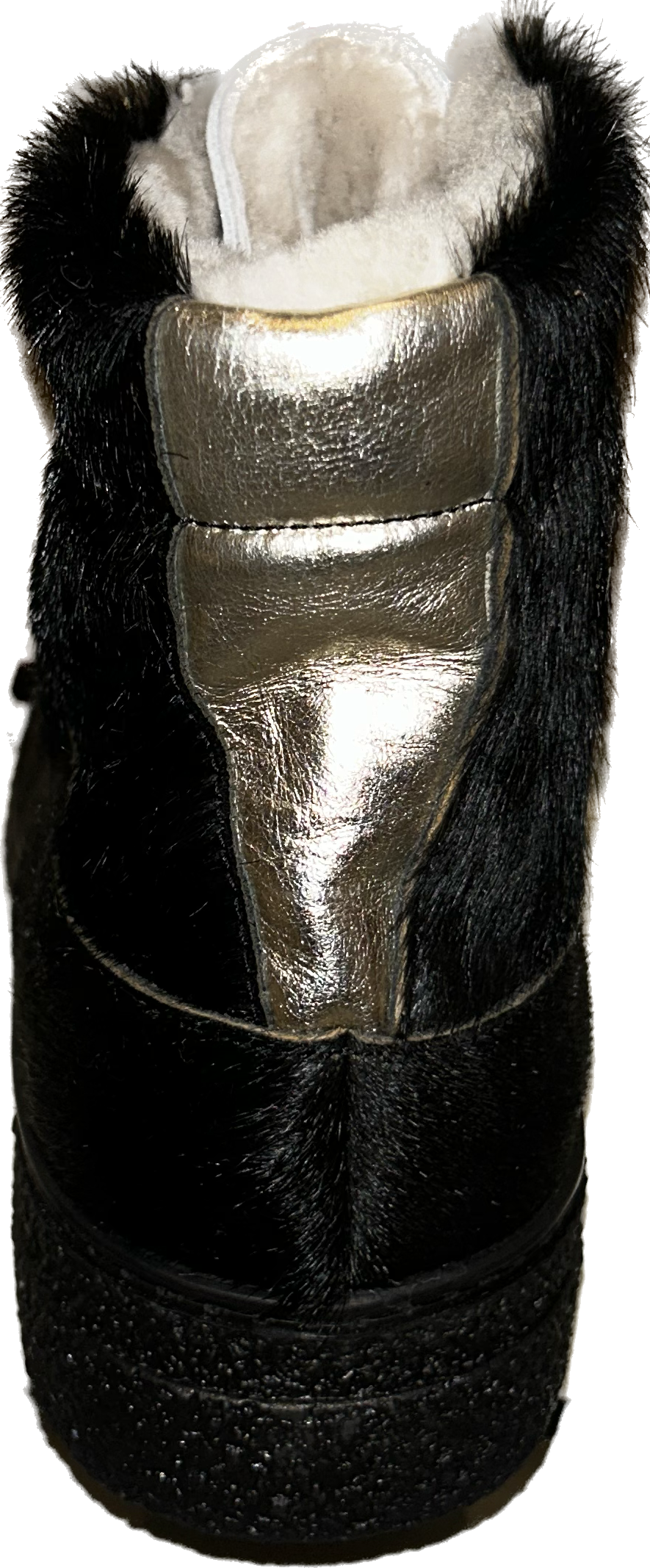Ammann Monaco Black Calf Hair Ankle Boots w/ Gold Back