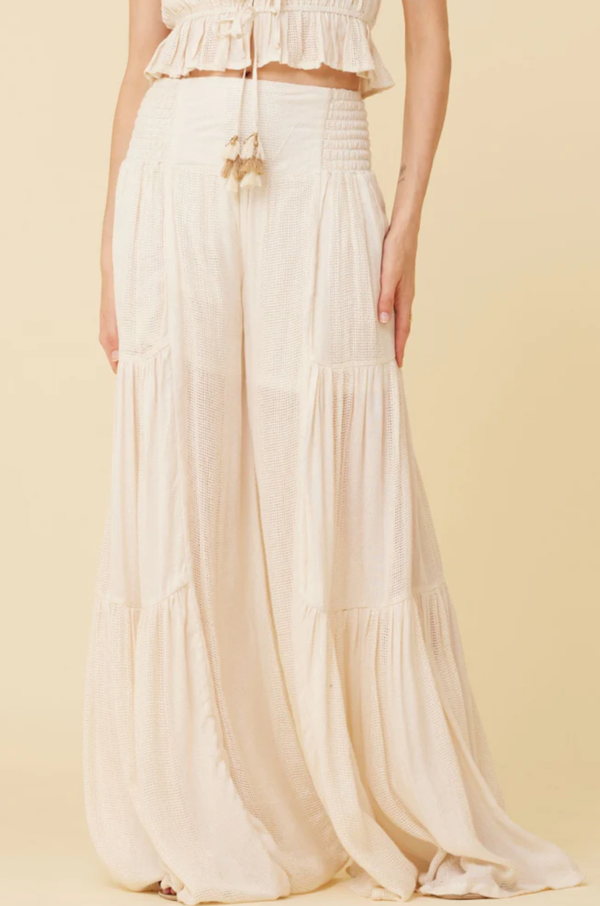Surf Gypsy Lightweight Texture Wide Leg Pant - Cream