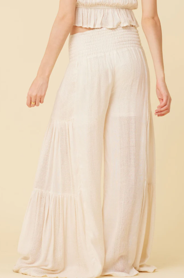 Surf Gypsy Lightweight Texture Wide Leg Pant - Cream