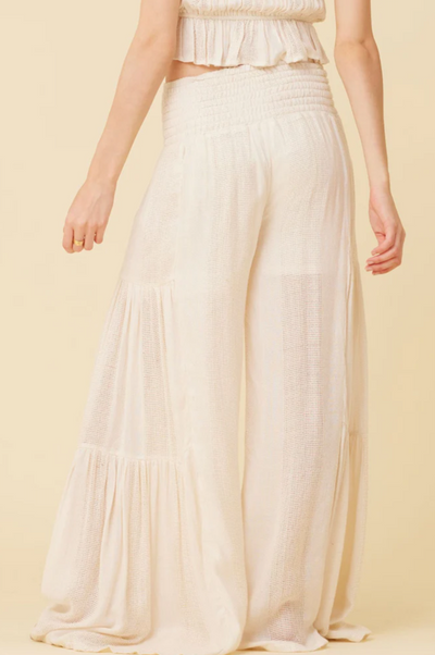 Surf Gypsy Lightweight Texture Wide Leg Pant - Cream