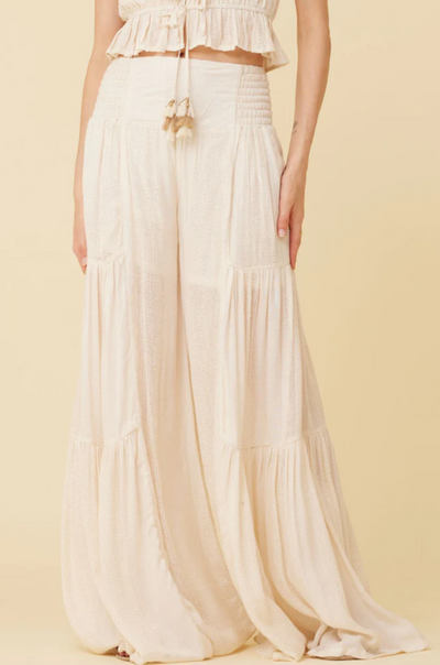 Surf Gypsy Lightweight Texture Wide Leg Pant - Cream