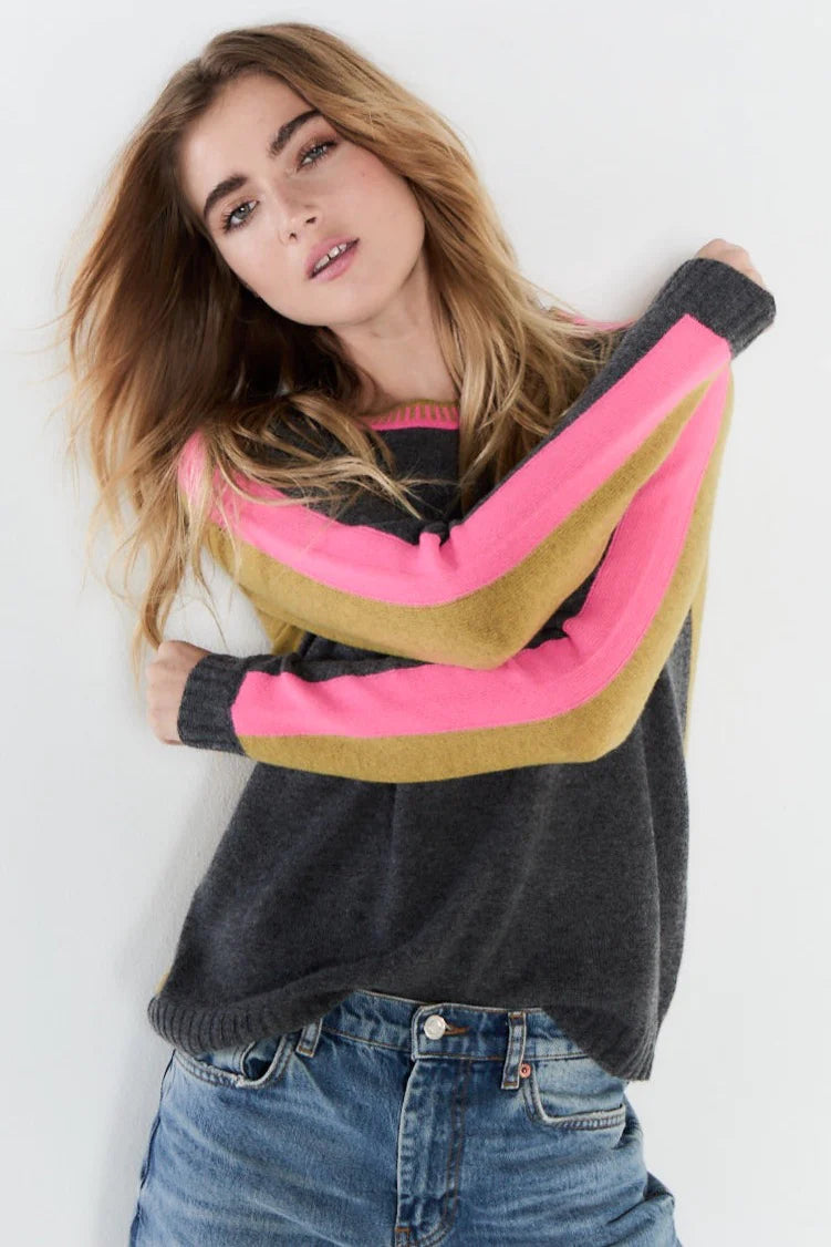 Lisa Todd Third Wheel Cashmere Sweater - Charcoal/Multicolour