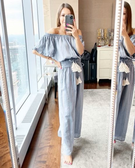 Surf Gypsy Denim w Gold Stripe Top