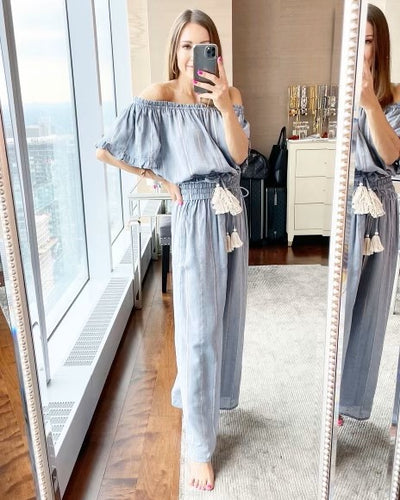 Surf Gypsy Denim w Gold Stripe Top