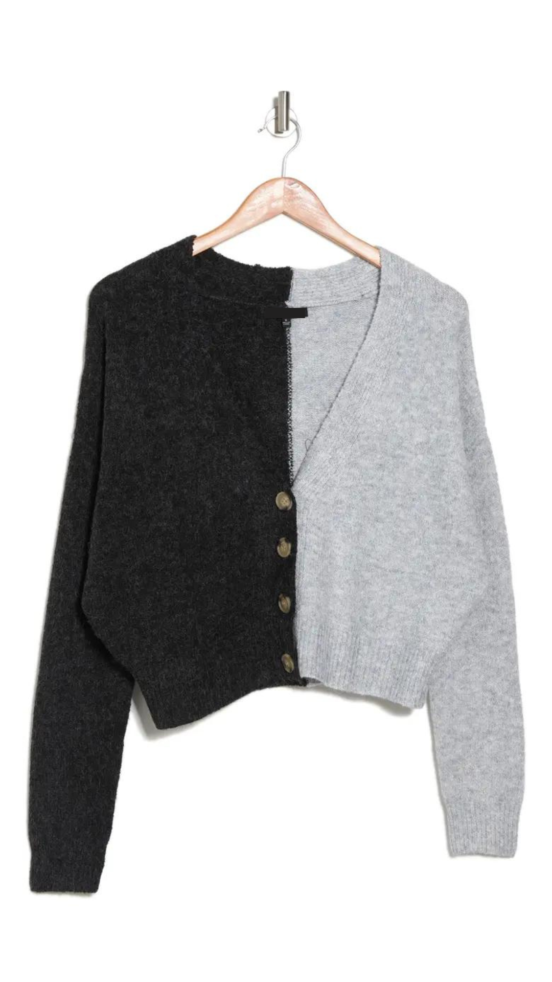 The Pink Door Grey & Black Crop Cardigan
