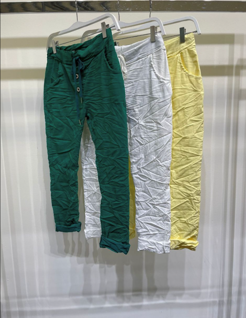 Venti Button Front Fly Jogger White