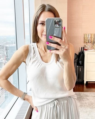 The Pink Door Satin Tank Top - Oyster