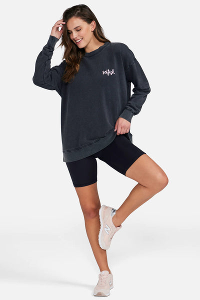 WILDFOX "Selfish" Road Trip Sweatshirt - Washed Black