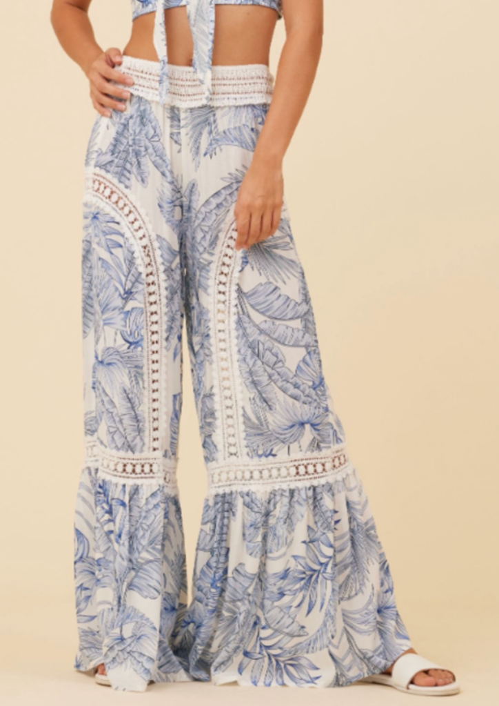 Surf Gypsy Tropical Print Pants - Blue