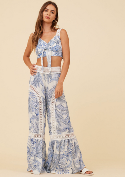 Surf Gypsy Tropical Print Pants - Blue