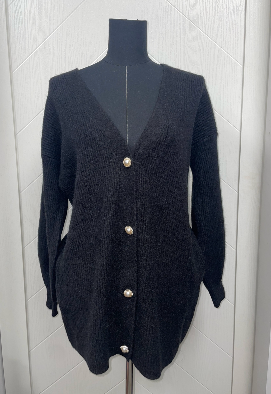 The Pink Door Black Pearl Button Cardi