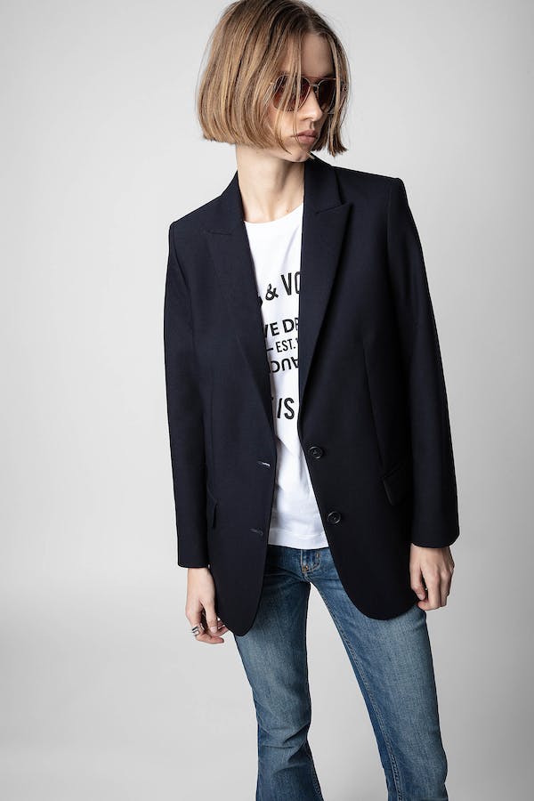 Zadig & Voltaire Black Strass Blazer w/ Skull Rhinestone Back