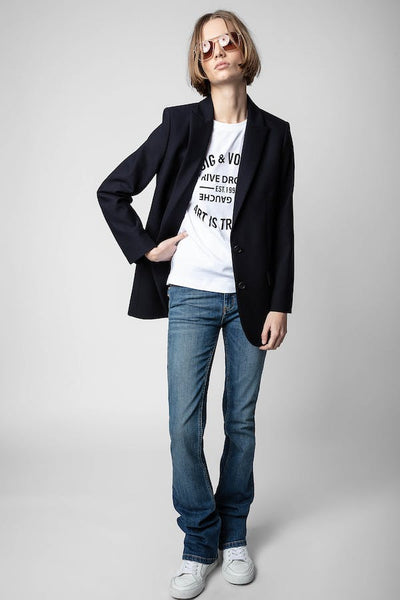 Zadig & Voltaire Black Strass Blazer w/ Skull Rhinestone Back