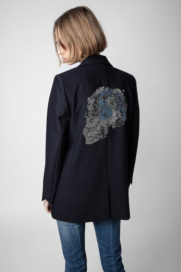 Zadig & Voltaire Black Strass Blazer w/ Skull Rhinestone Back