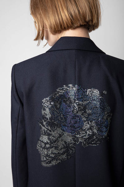 Zadig & Voltaire Black Strass Blazer w/ Skull Rhinestone Back