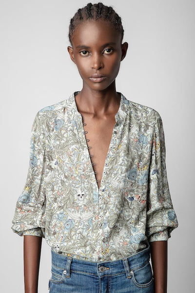 Zadig & Voltaire Twina Soft Floral Blouse - Kaki