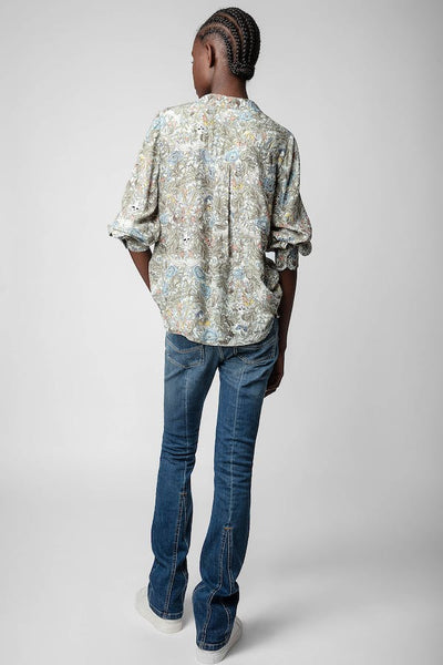 Zadig & Voltaire Twina Soft Floral Blouse - Kaki