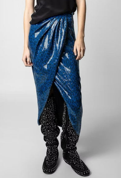Zadig & Voltaire Jamelia Sequins Leo Pencil Skirt - Azur Blue