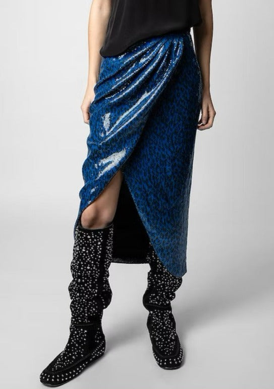 Zadig & Voltaire Jamelia Sequins Leo Pencil Skirt - Azur Blue