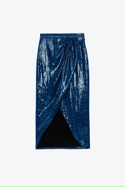 Zadig & Voltaire Jamelia Sequins Leo Pencil Skirt - Azur Blue