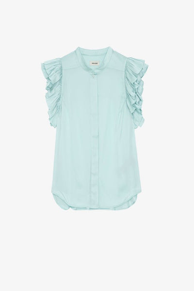 Zadig & Voltaire Tiza Satin Blouse - Mint Green