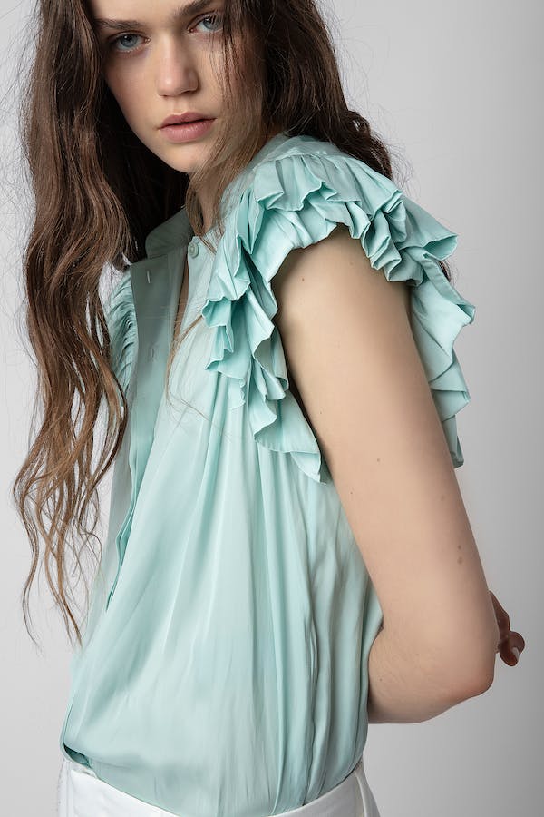 Zadig & Voltaire Tiza Satin Blouse - Mint Green