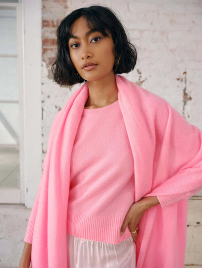White + Warren 100% Cashmere Travel Wrap - Neon Peony
