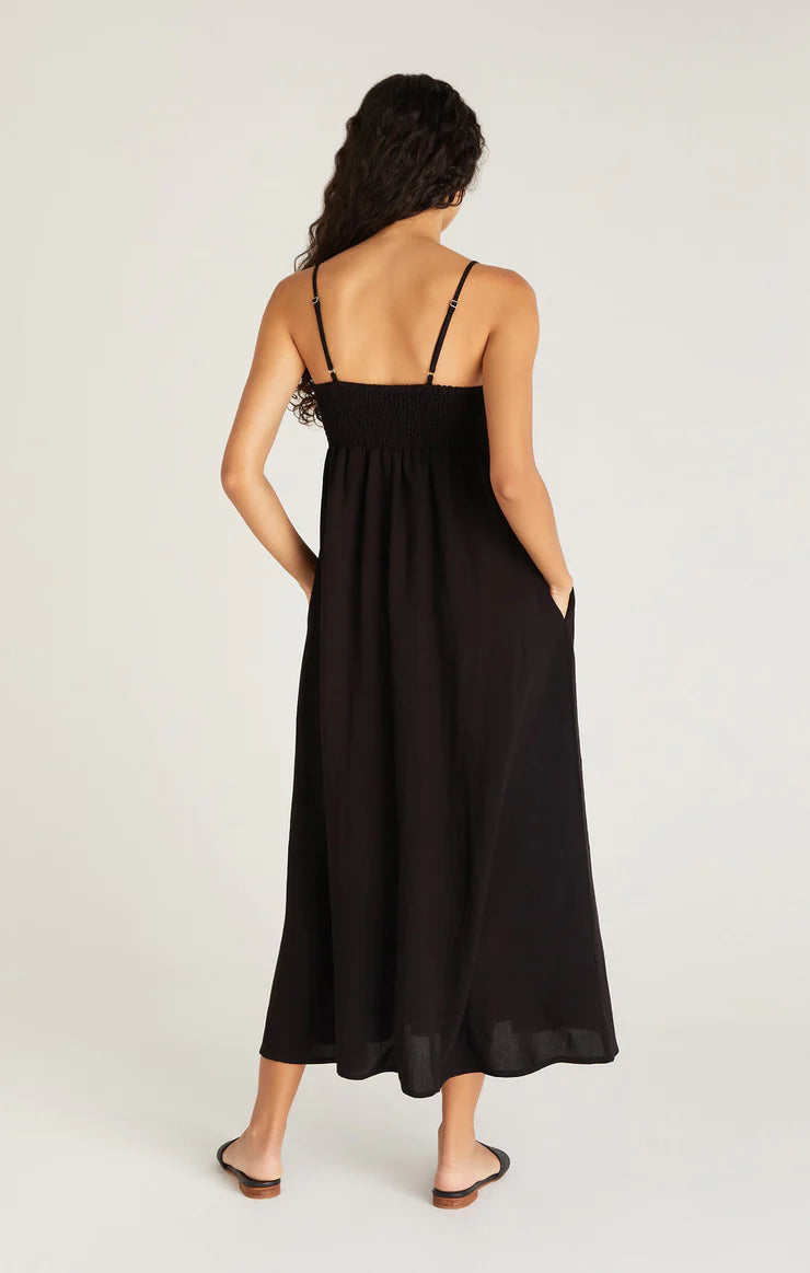 Z Supply Beachside Smocked Midi Dress - Black
