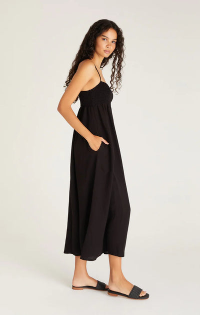 Z Supply Beachside Smocked Midi Dress - Black