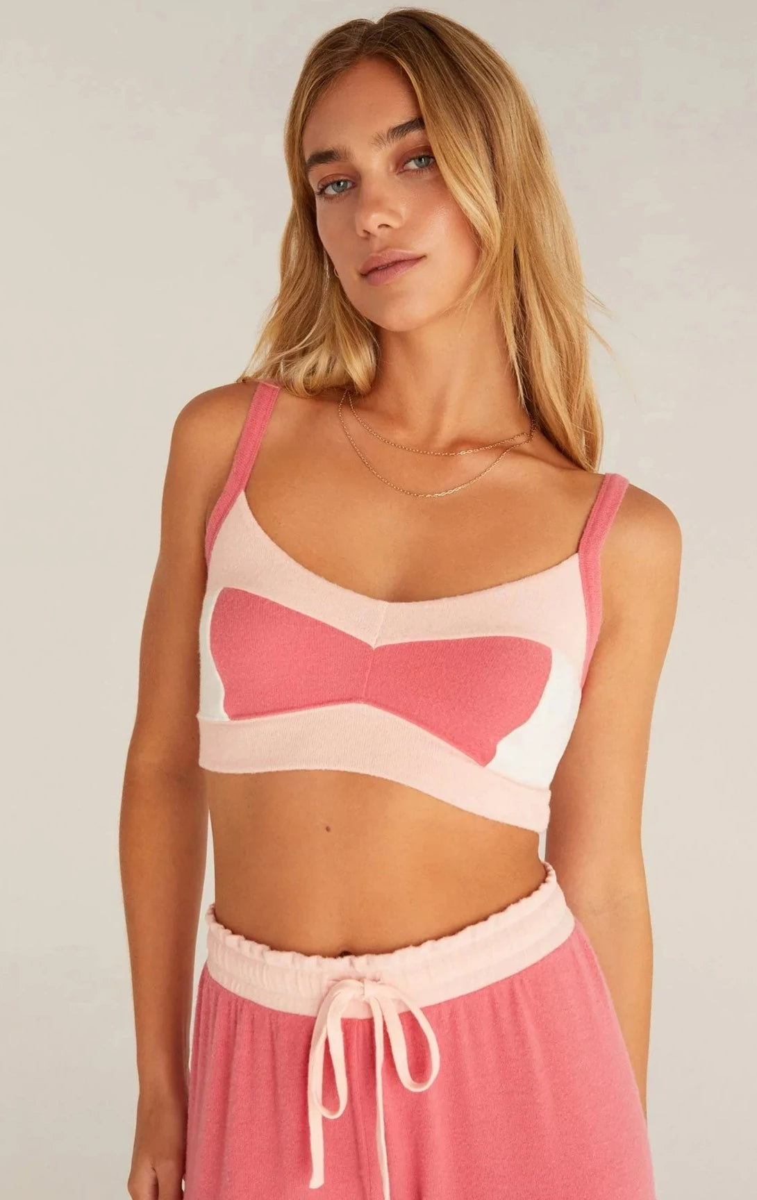 Z Supply Mixed Colour Tank Bra - Pink Candy