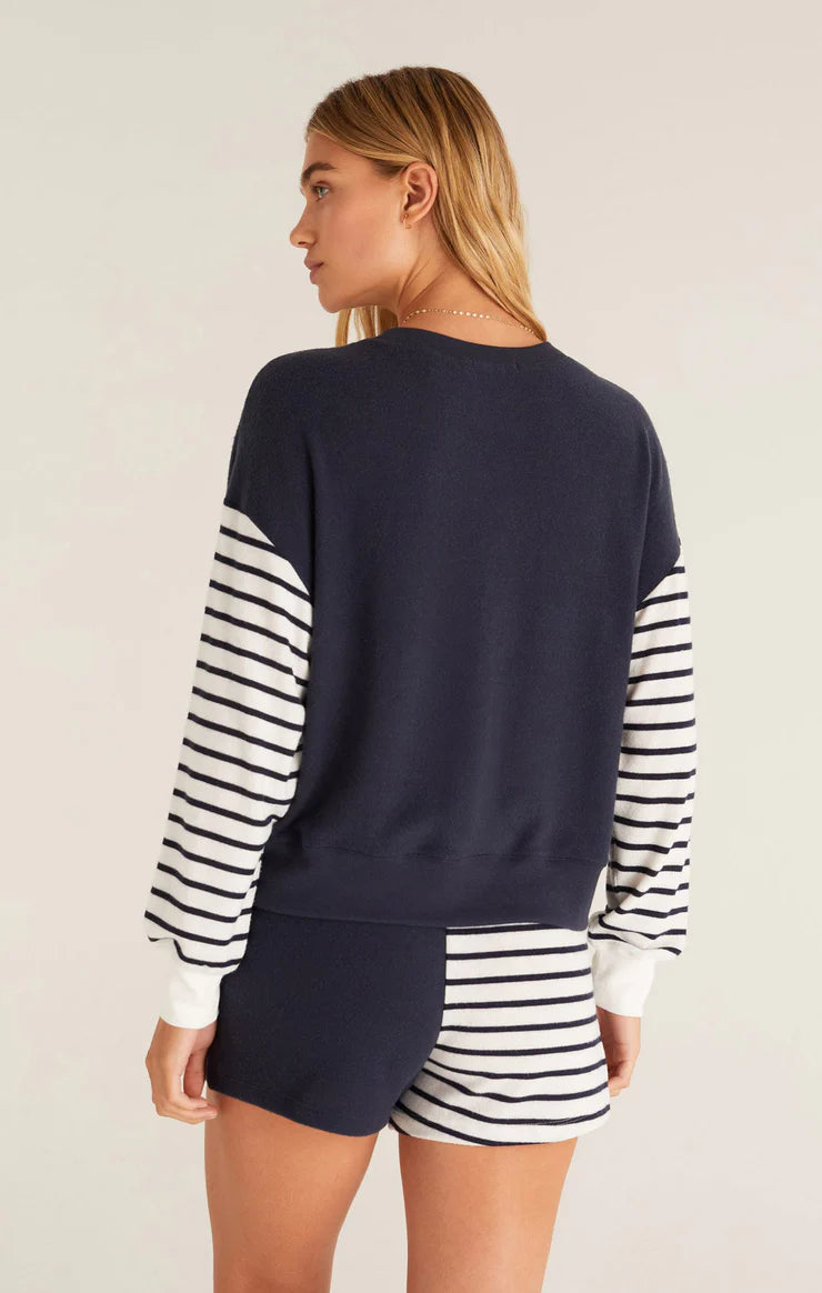 Z Supply Colour Block Stripe L/S Top - Captain Navy