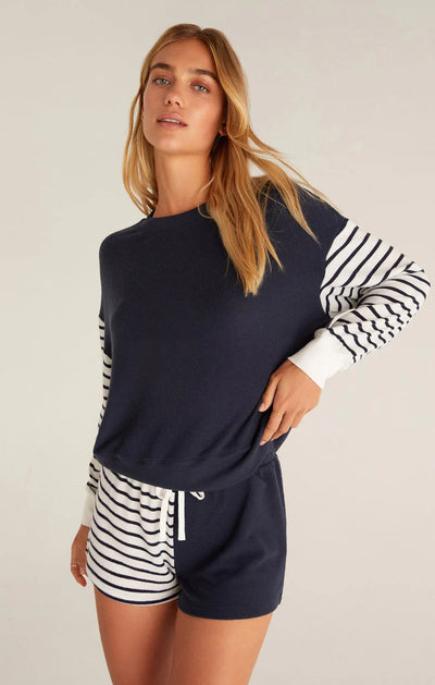 Z Supply Colour Block Stripe L/S Top - Captain Navy