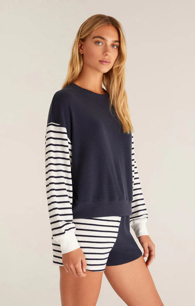 Z Supply Colour Block Stripe L/S Top - Captain Navy