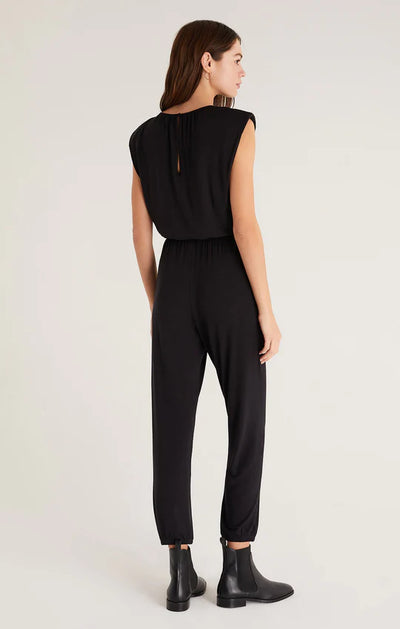 Z Supply Lucianna Padded Shoulder Jumpsuit - Black