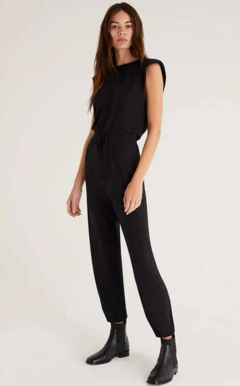 Z Supply Lucianna Padded Shoulder Jumpsuit - Black